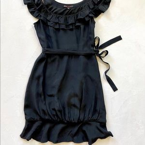 Betsy Johnson silk flirty black dress size 6
